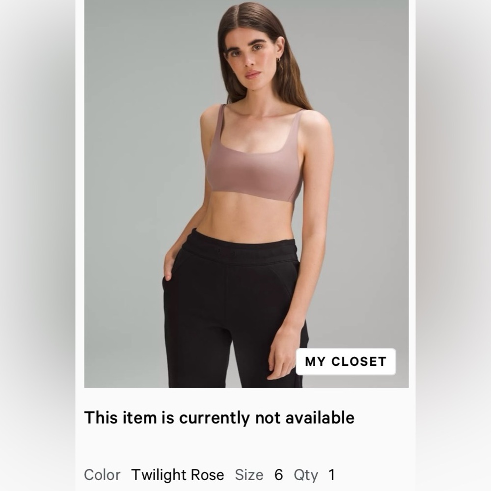 Lululemon twilight rose bralette size 6